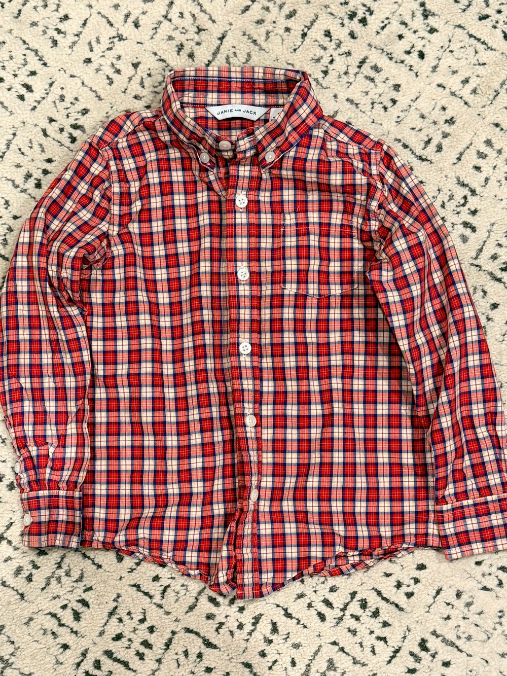 Janie and Jack Boys Red Plaid Button-Down Shirt